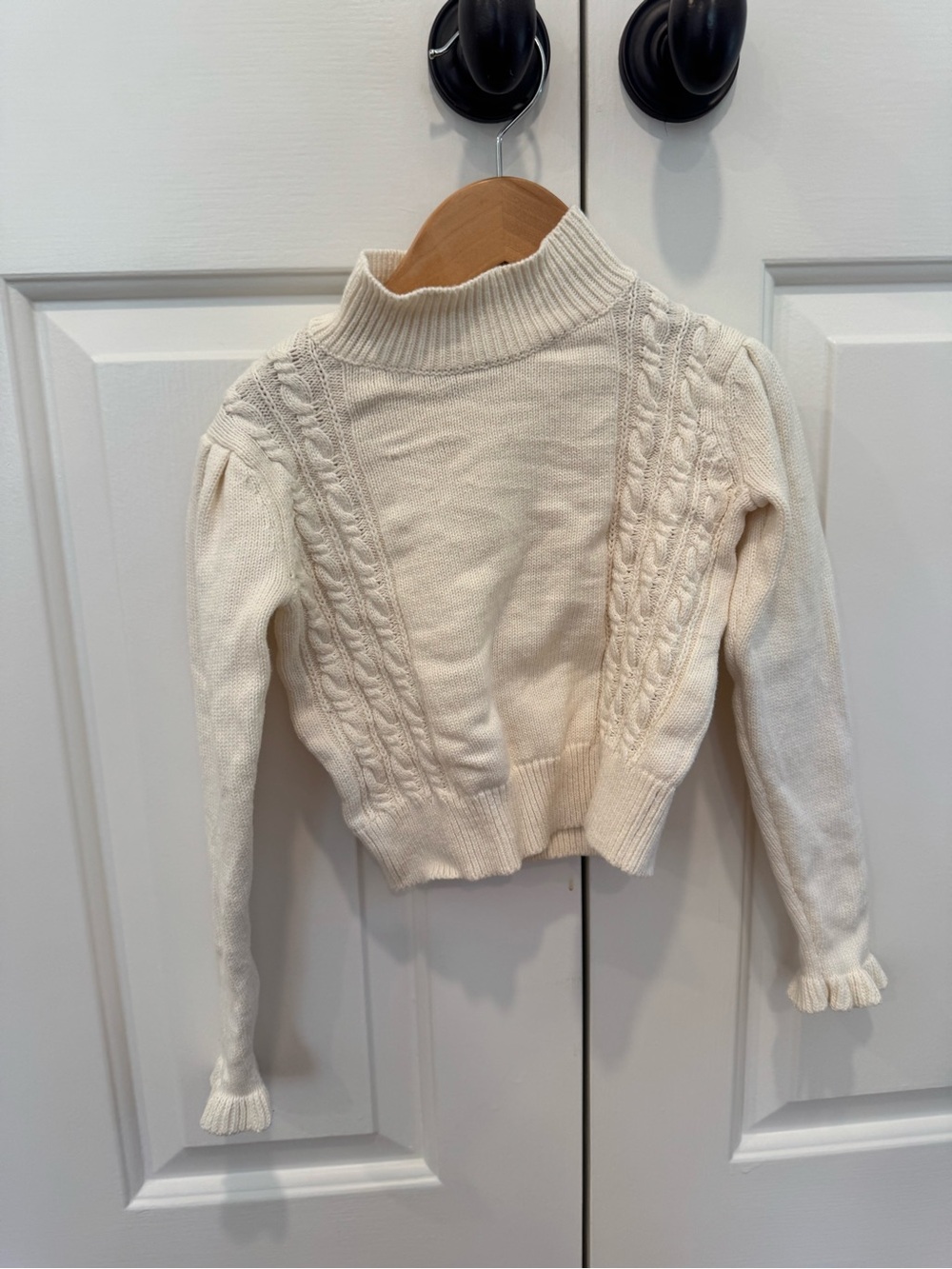 Classic Prep Cream Cable Turtleneck Sweater